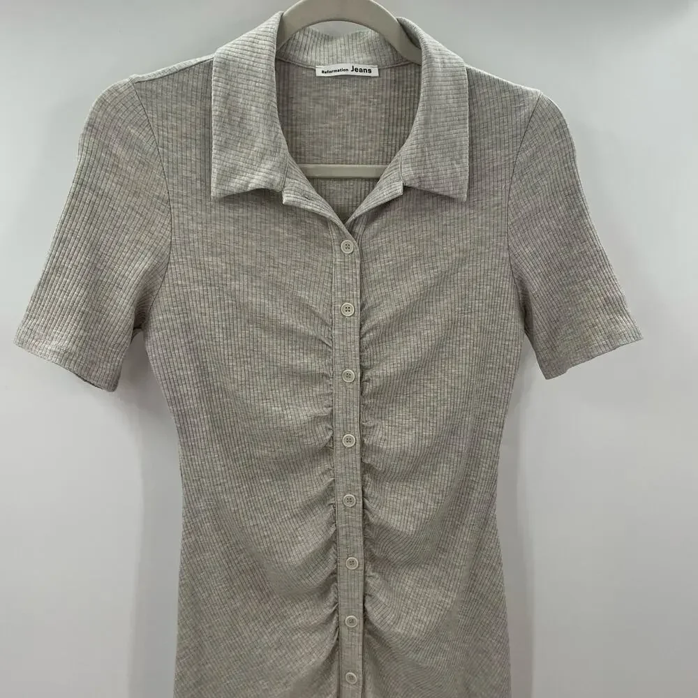 Reformation Lennon Dress Marble L - Picture 4 of 9